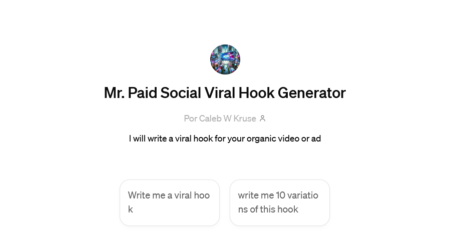 Mr. Paid Social Viral Hook Generator