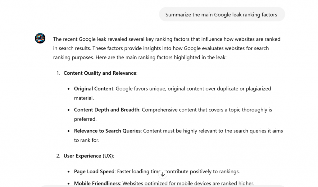 Google rankings factors in the leak