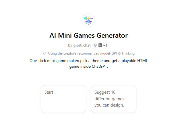AI Mini Games Generator