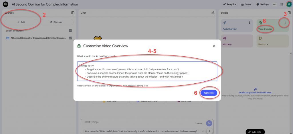 NoteBookLM Video Overview Steps